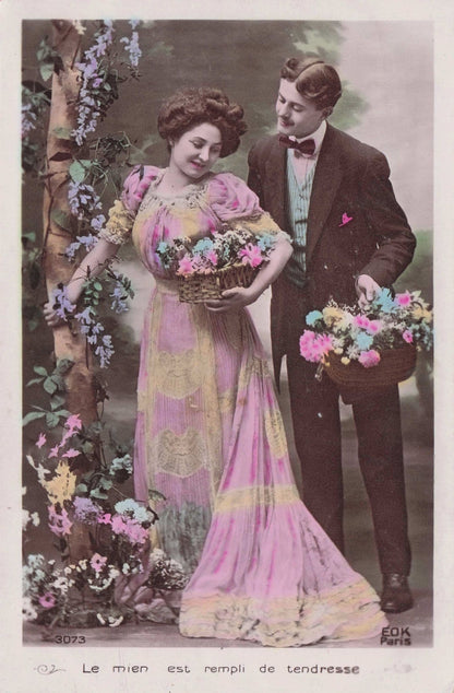 Mans Wandering Eyes Lovers Secret Spy Code Glamour Old Romantic Postcard