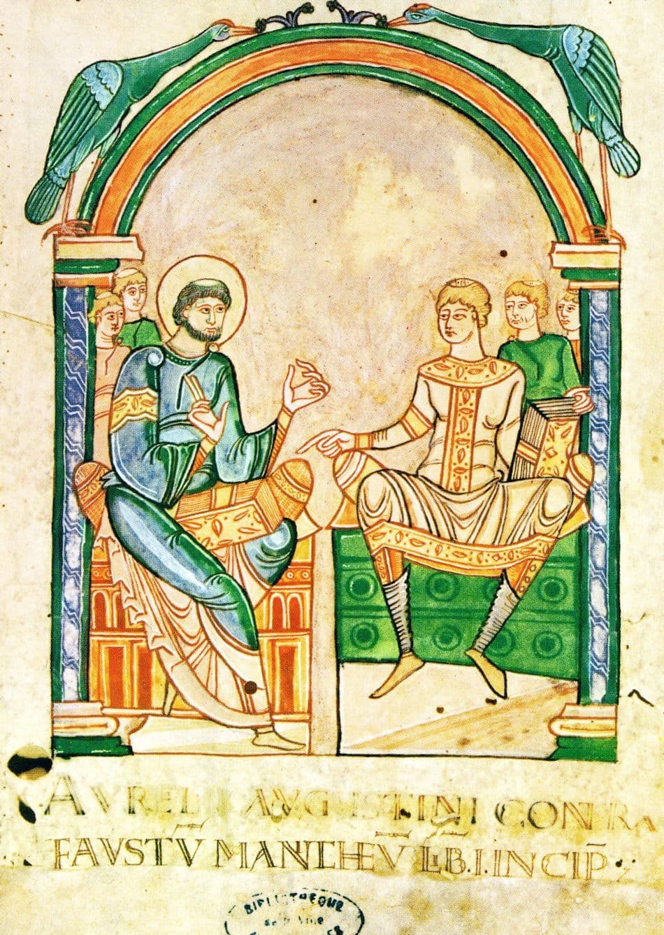 Manuscrits Du Mont Faustus In Discussion With St Augustin French Postcard