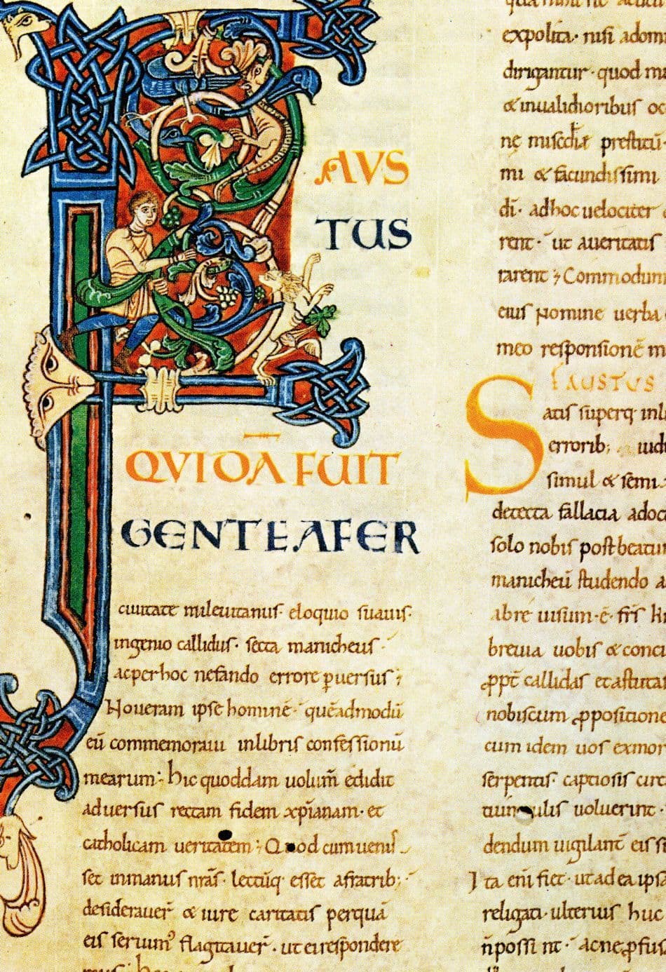 Manuscrits Du Mont Lettre Ornee Saint Michel Augustin Postcard