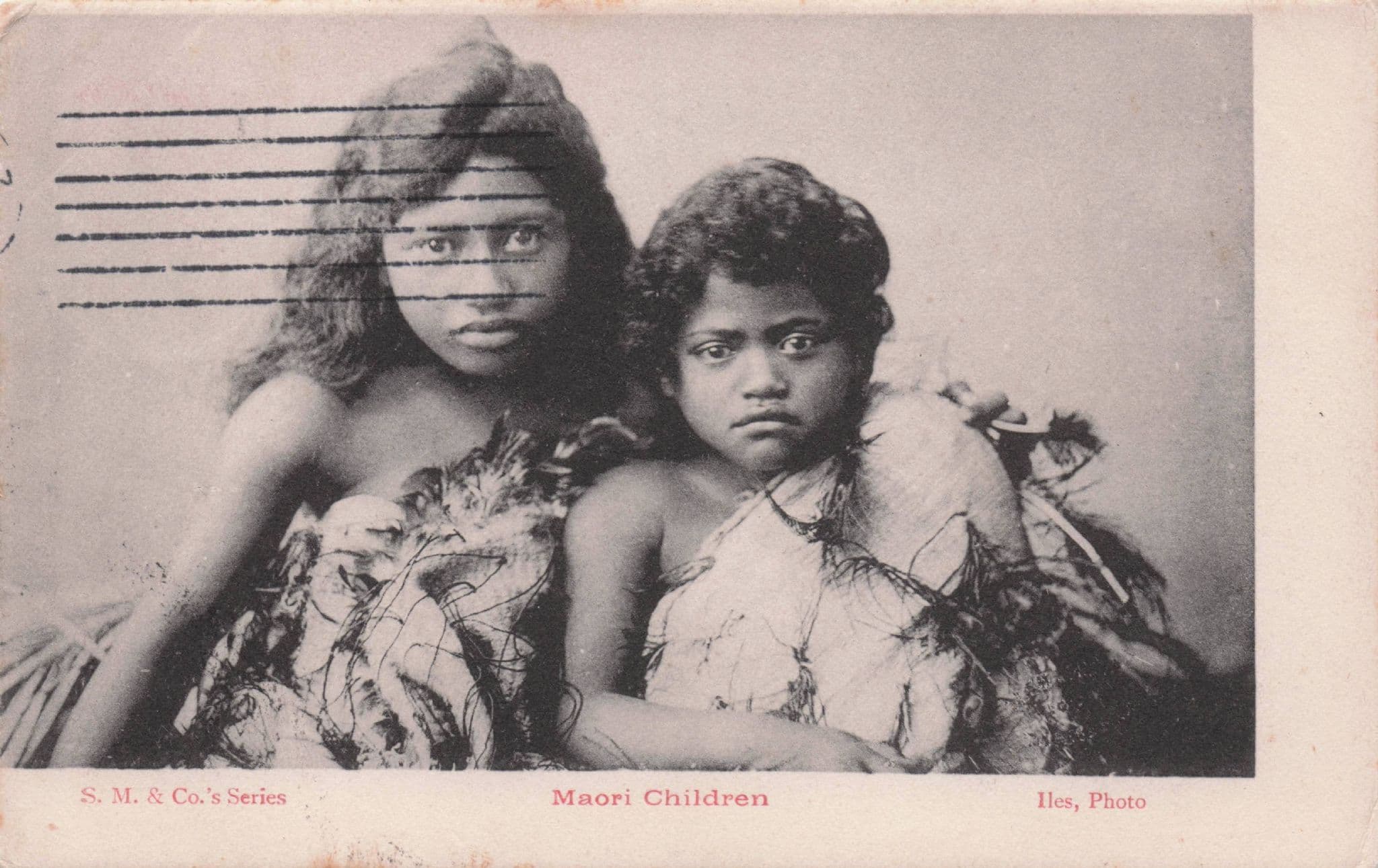 Maori Children New Zealand Antique Rare SM & Co Old Postcard