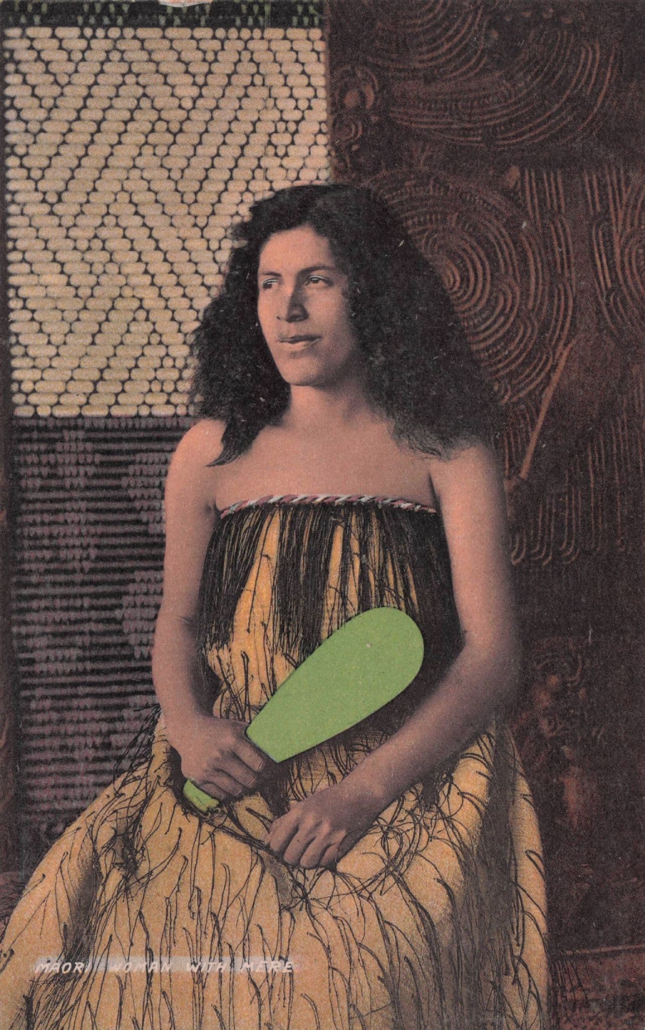 Maori Woman With Mere New Zealand Glamour Rare Old Postcard