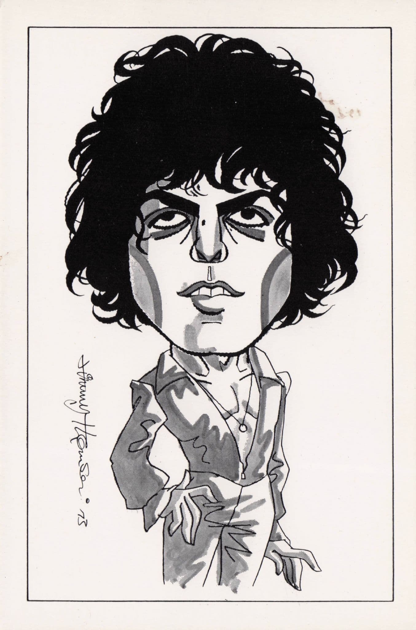 Marc Bolan Caricature T-Rex Glam Rock Artist Rare London Postcard
