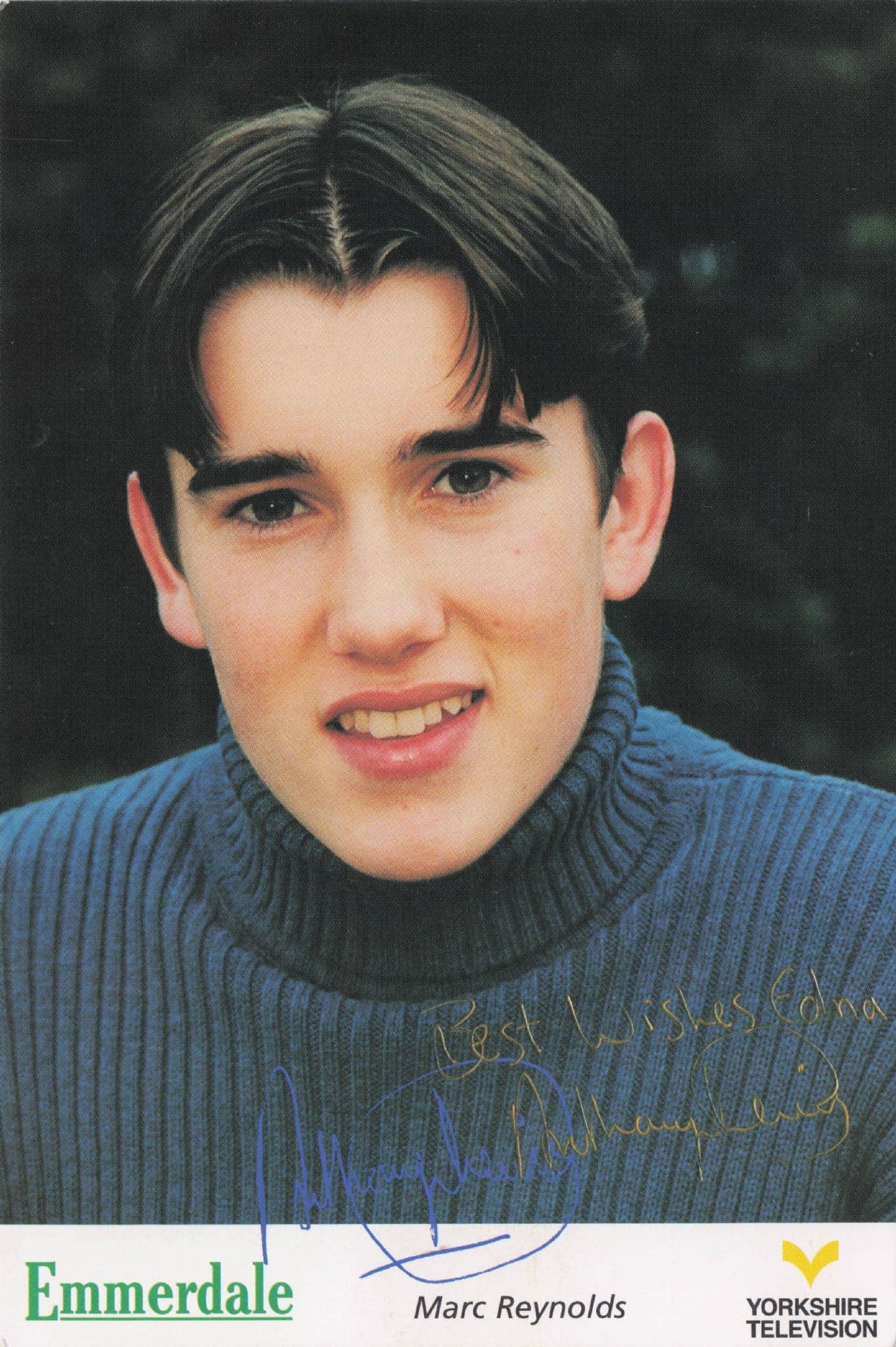 Marc Reynolds Emmerdale Metallic Gold Hand Signed Cast Photo