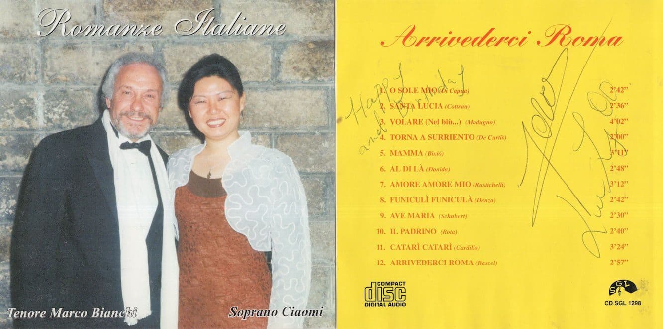 Marco Bianchi Tenore Italian Opera CD Hand Signed Cover