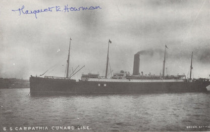 Margaret Howman of RMS Carpathia Titanic Ship Official Hand Signed Postcard