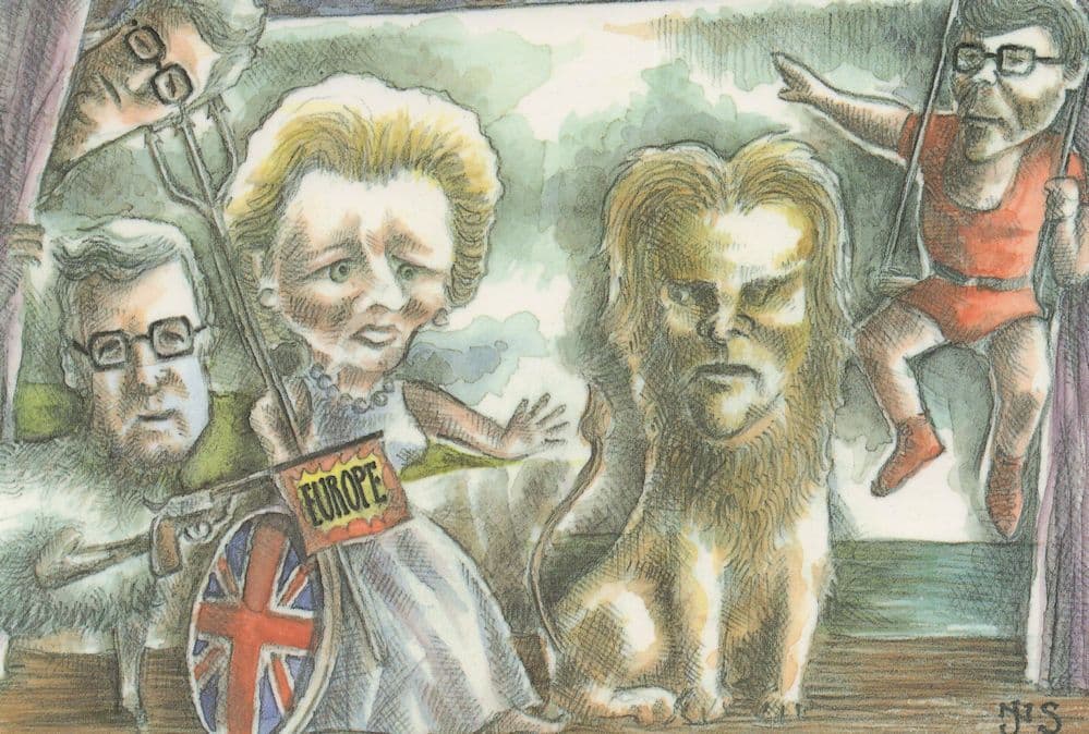 Margaret Thatcher in Wheelchair Her Final Days Comic Postcard