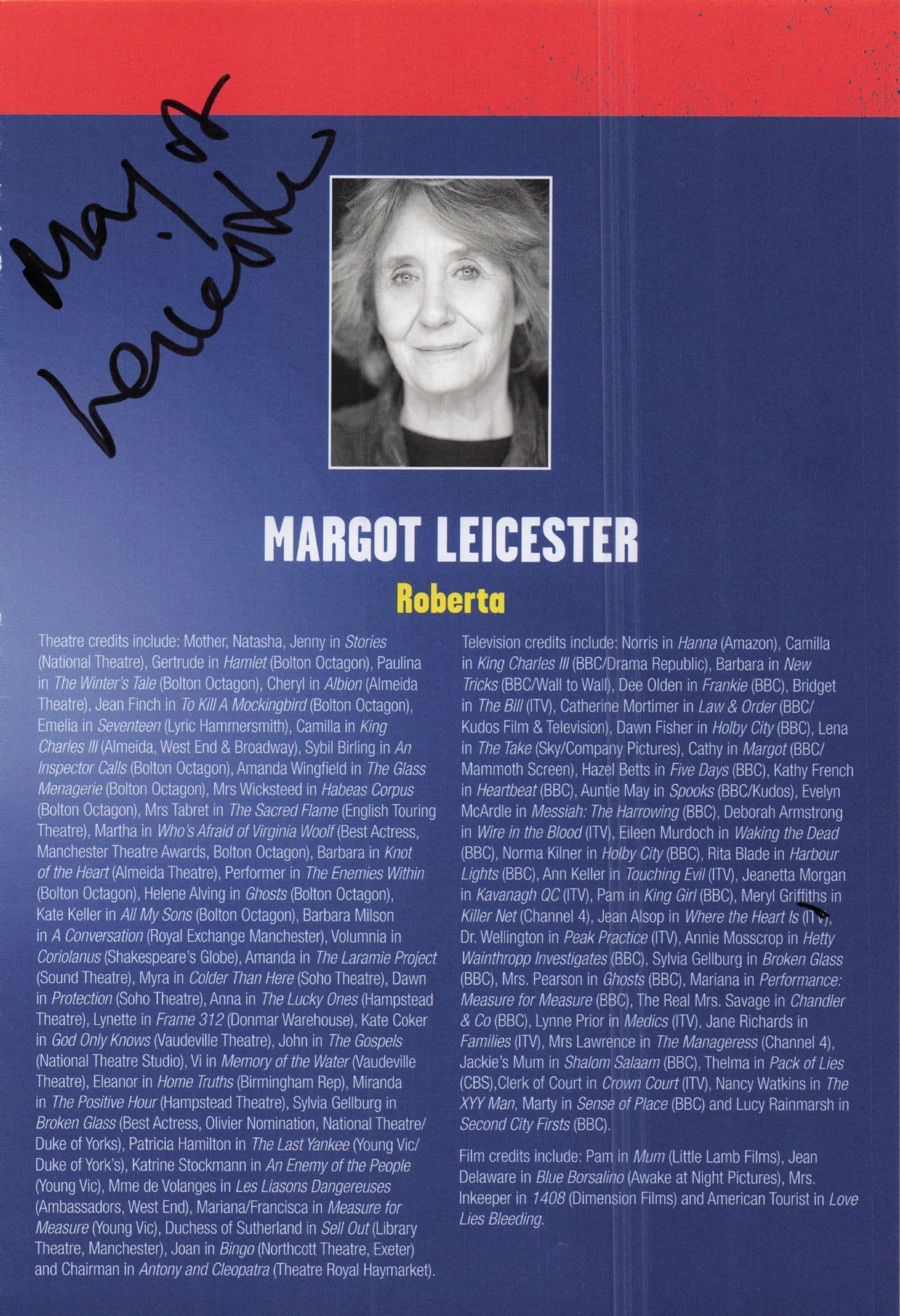 Margot Leicester Andrew Woodall Multi Hand Signed Photo Theatre Page