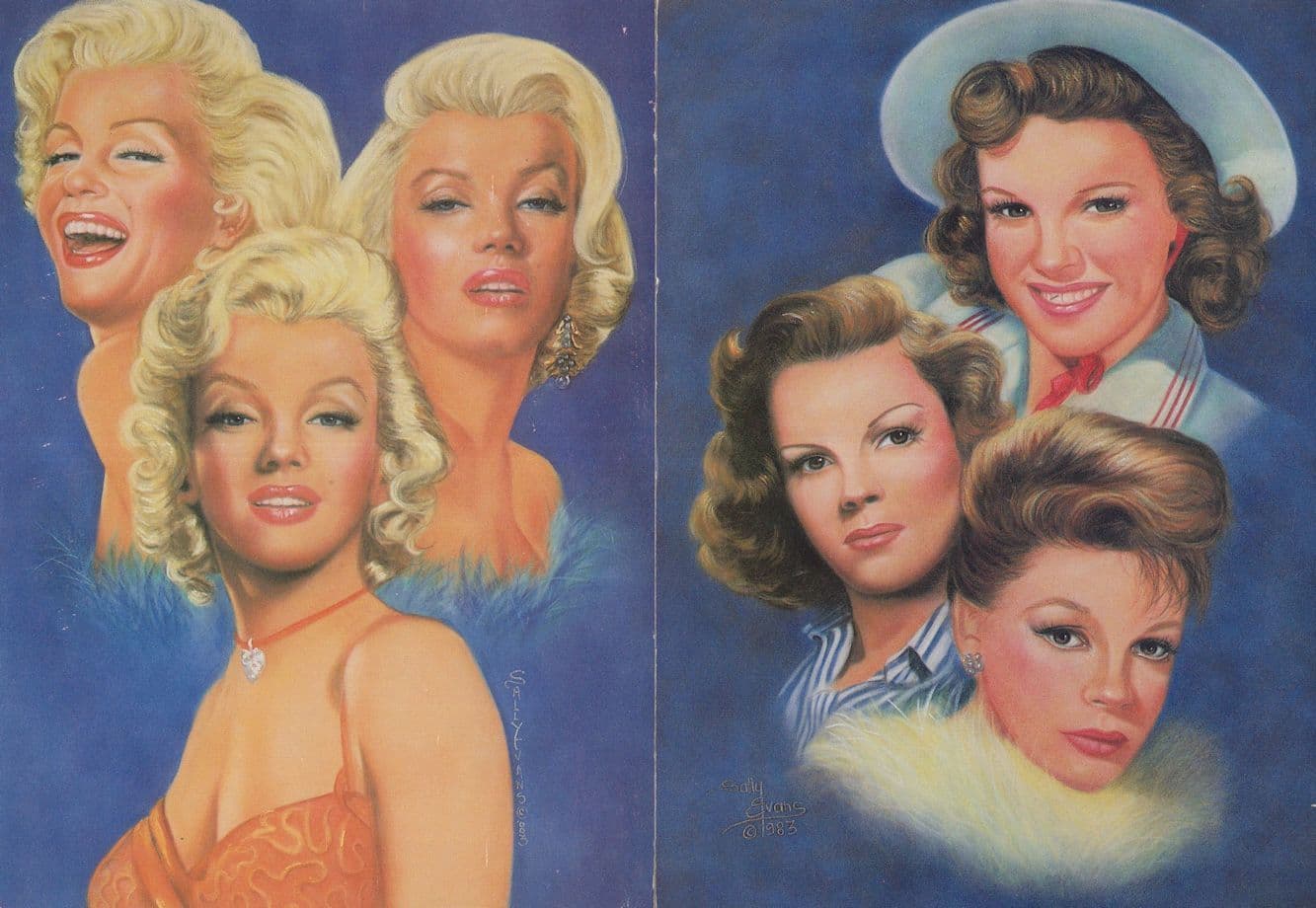 Marilyn Monroe Film Actress 2x Rare Artist Painting Postcard s