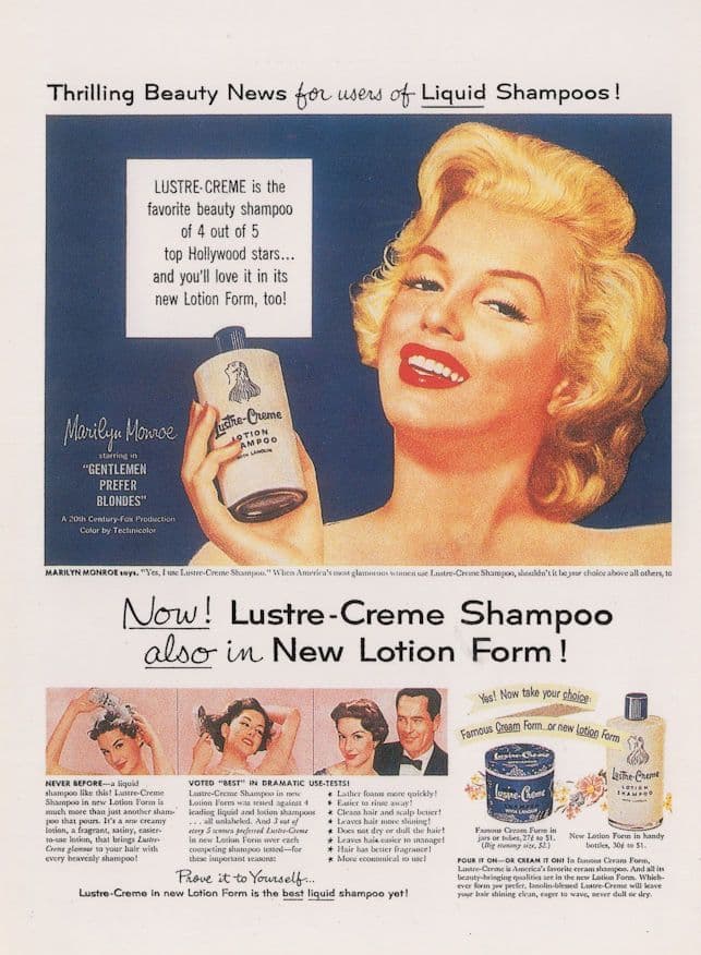 Marilyn Monroe Gentlemen Prefer Blondes Shampoo Advertising Postcard