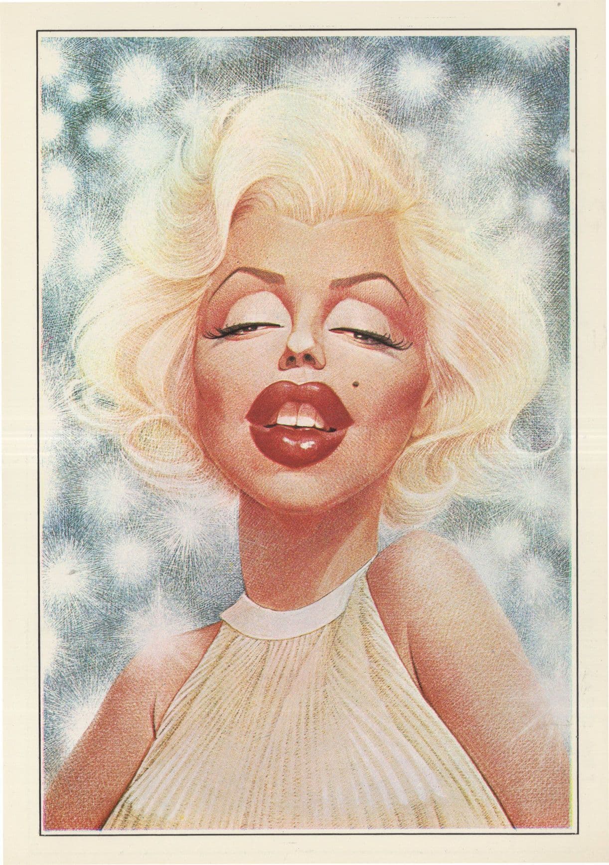Marilyn Monroe Rare French Artist Painting Caricature Postcard