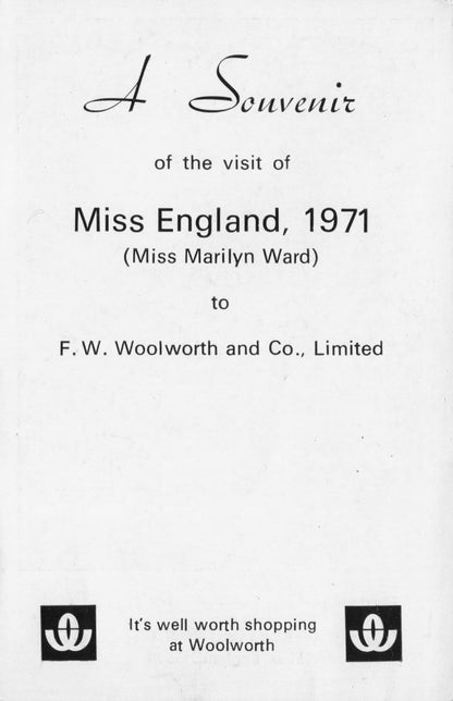 Marilyn Ward Miss England At Woolworths 1971 Official Hand Signed Photo