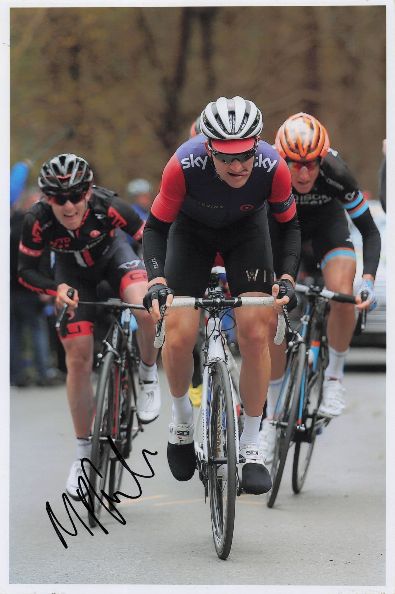Mark Christian Manx Cyclist at 2015 Tour De Yorkshire 12x8 Hand Signed Photo