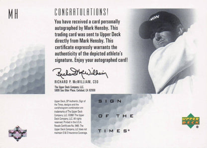 Mark Hensby Sign Of The Times Hand Signed 2001 SP Golf Autograph Card