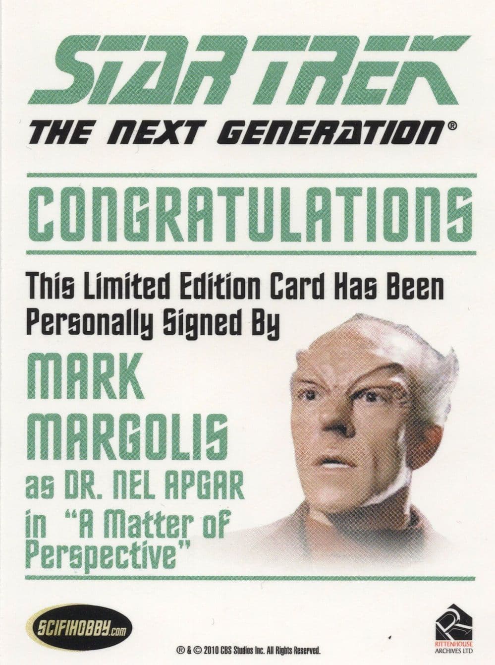 Mark Margolis Star Trek Hand Signed Autograph Photo Card
