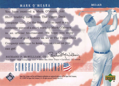 Mark O'Meara America's Best 2002 Upper Deck Real Worn Golf Shirt Card