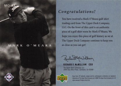 Mark O'Meara Authentic Threads Upper Deck Golf Worn Shirt Card