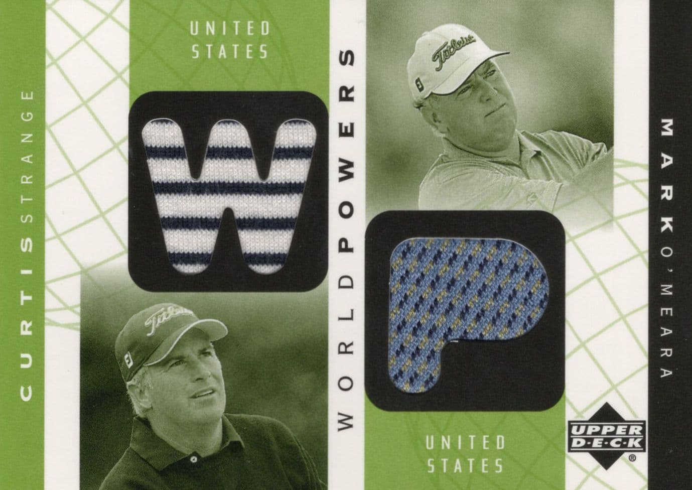 Mark O'Meara & Curtis Strange World Powers Golf Upper Deck Relic Shirt Card