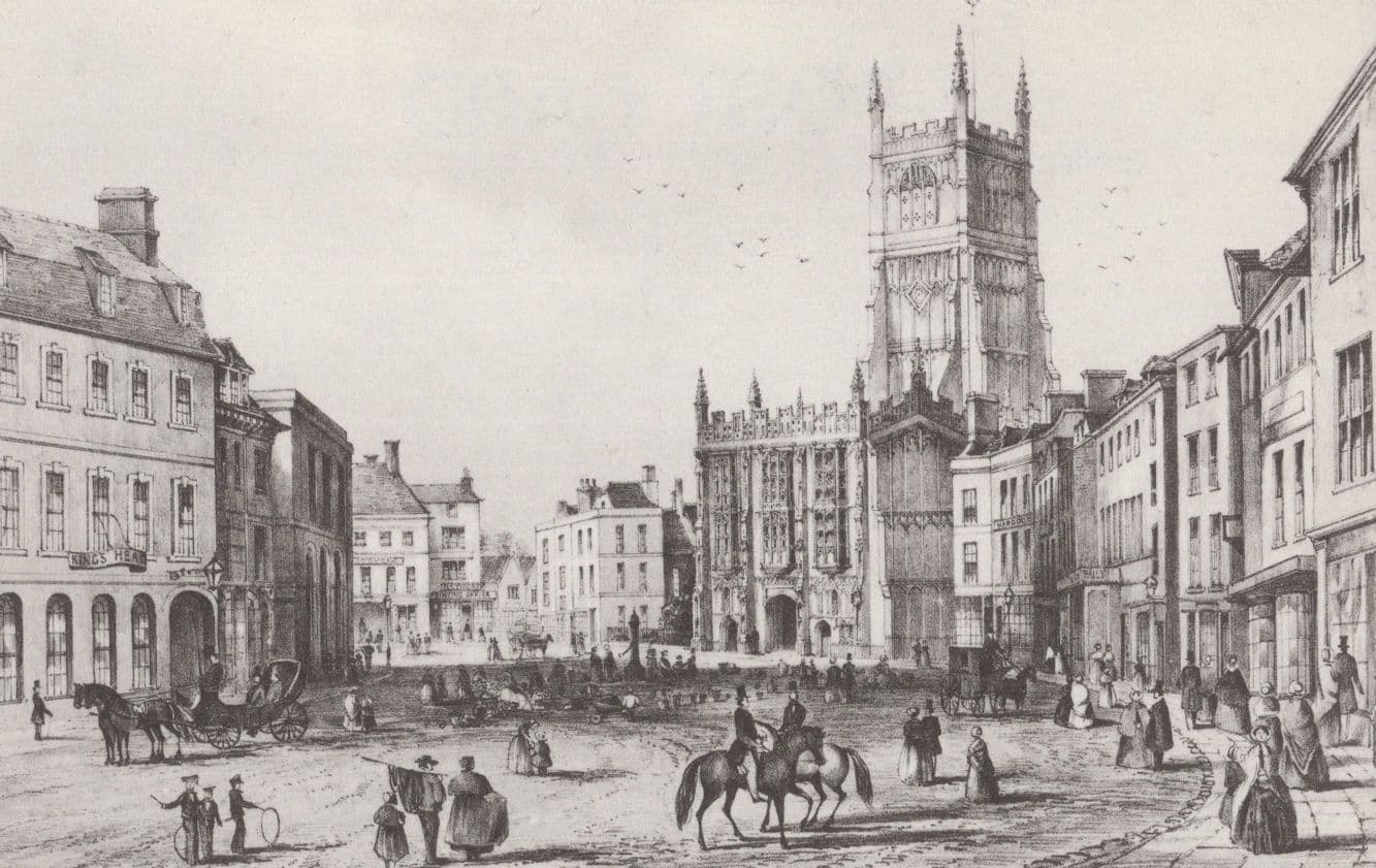 Market Place Cirencester Gloucester Victorian Painting Postcard
