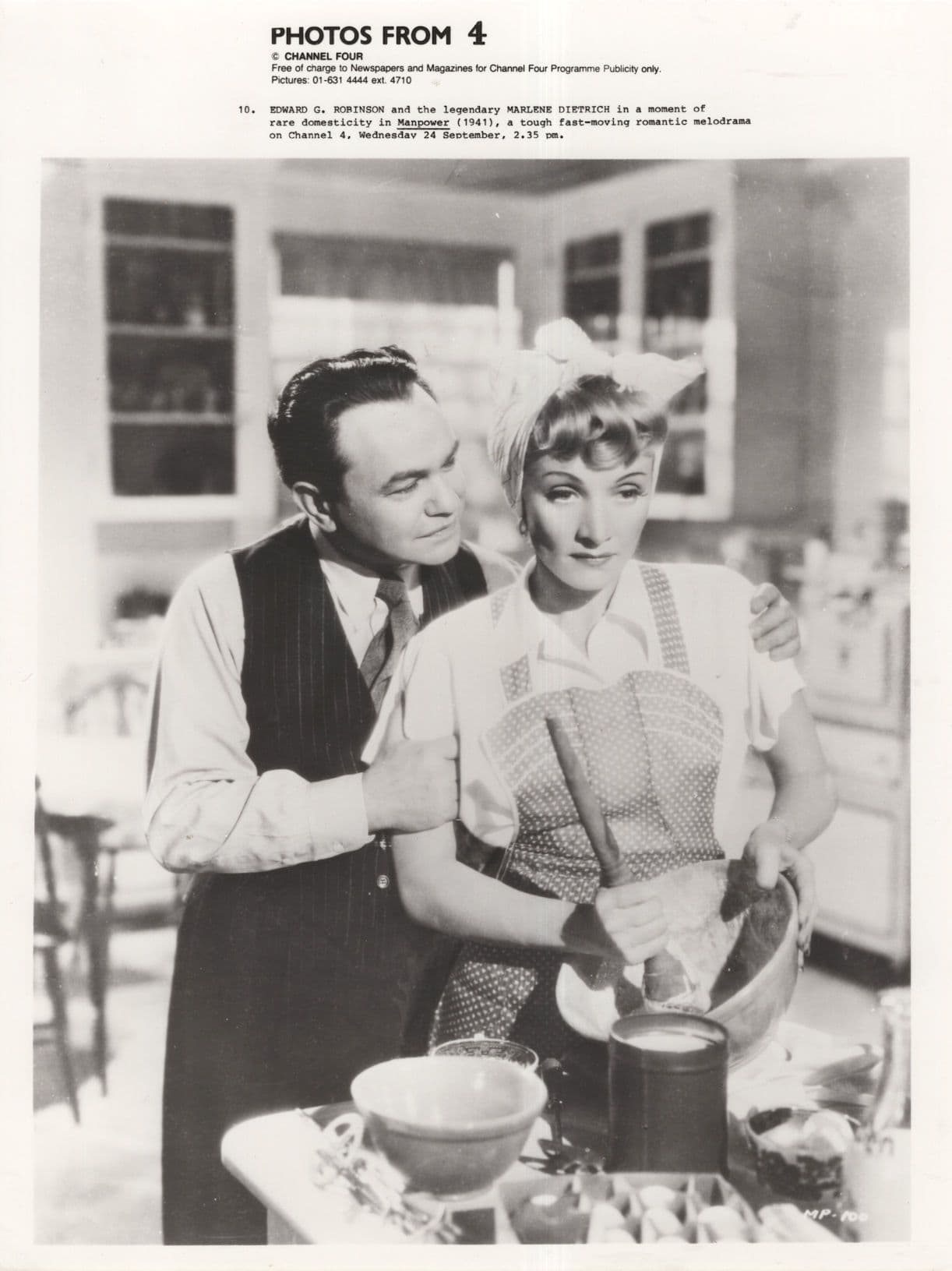 Marlene Dietrich Channel 4 Media Press Manpower Movie Photo