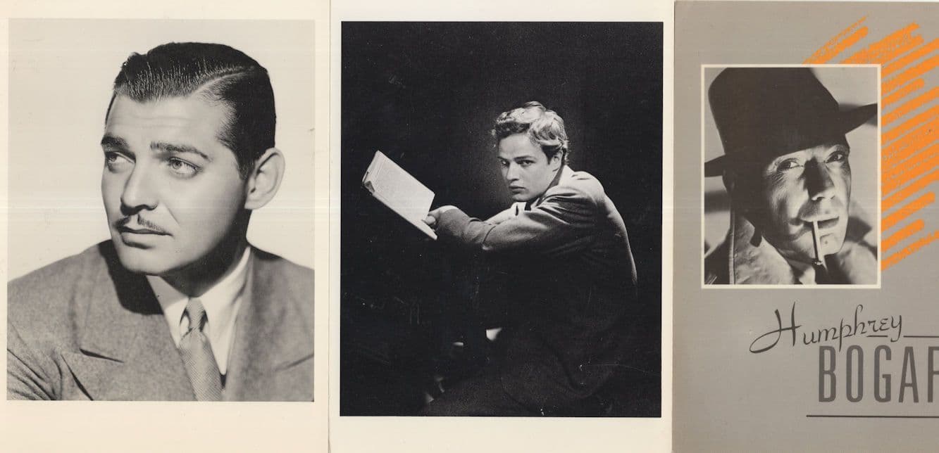 Marlon Brando Humphrey Bogart Clark Gable 3x Film Photo Postcard s