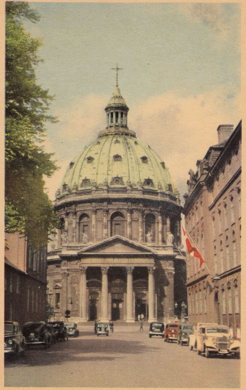 Marmorkirken The Marble Church Denmark Old Postcard