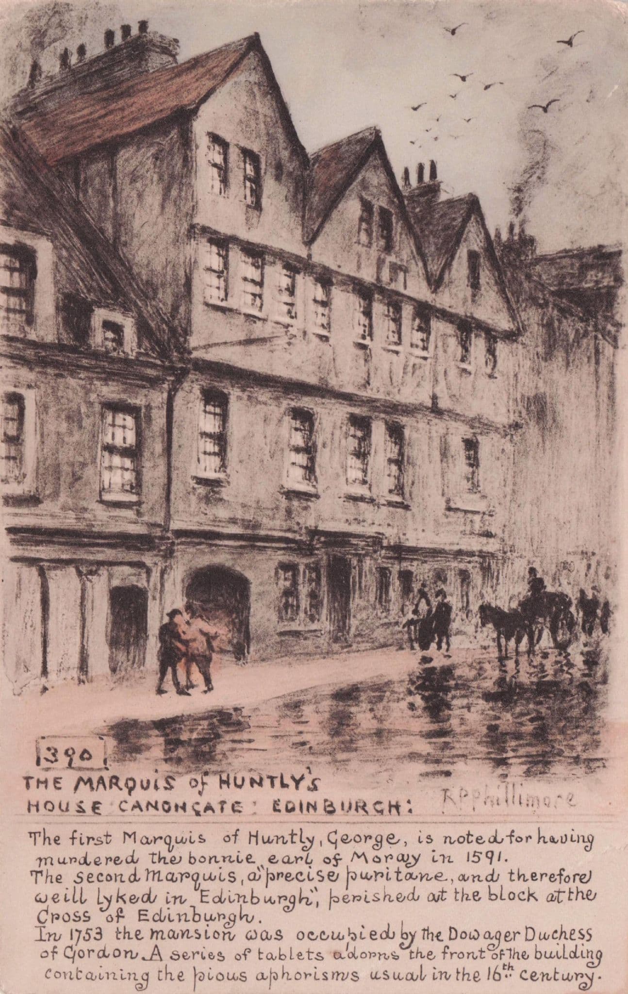 Marquis Of Huntly's House Edinburgh Earl Of Moray Medieval Murder Phillimore Postcard