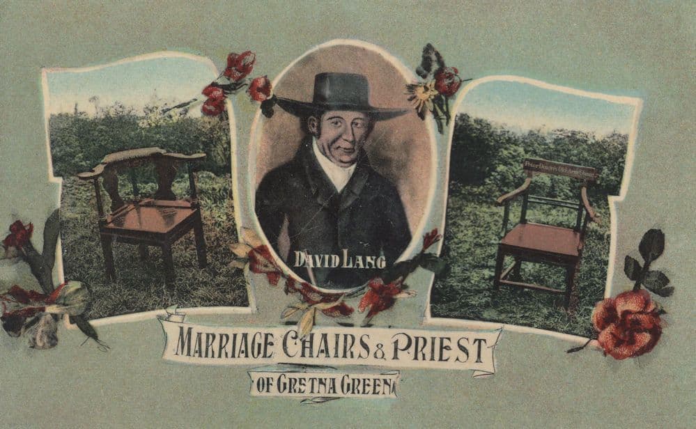 Marriage Chairs David Lang Priest Gretna Green Rare Postcard