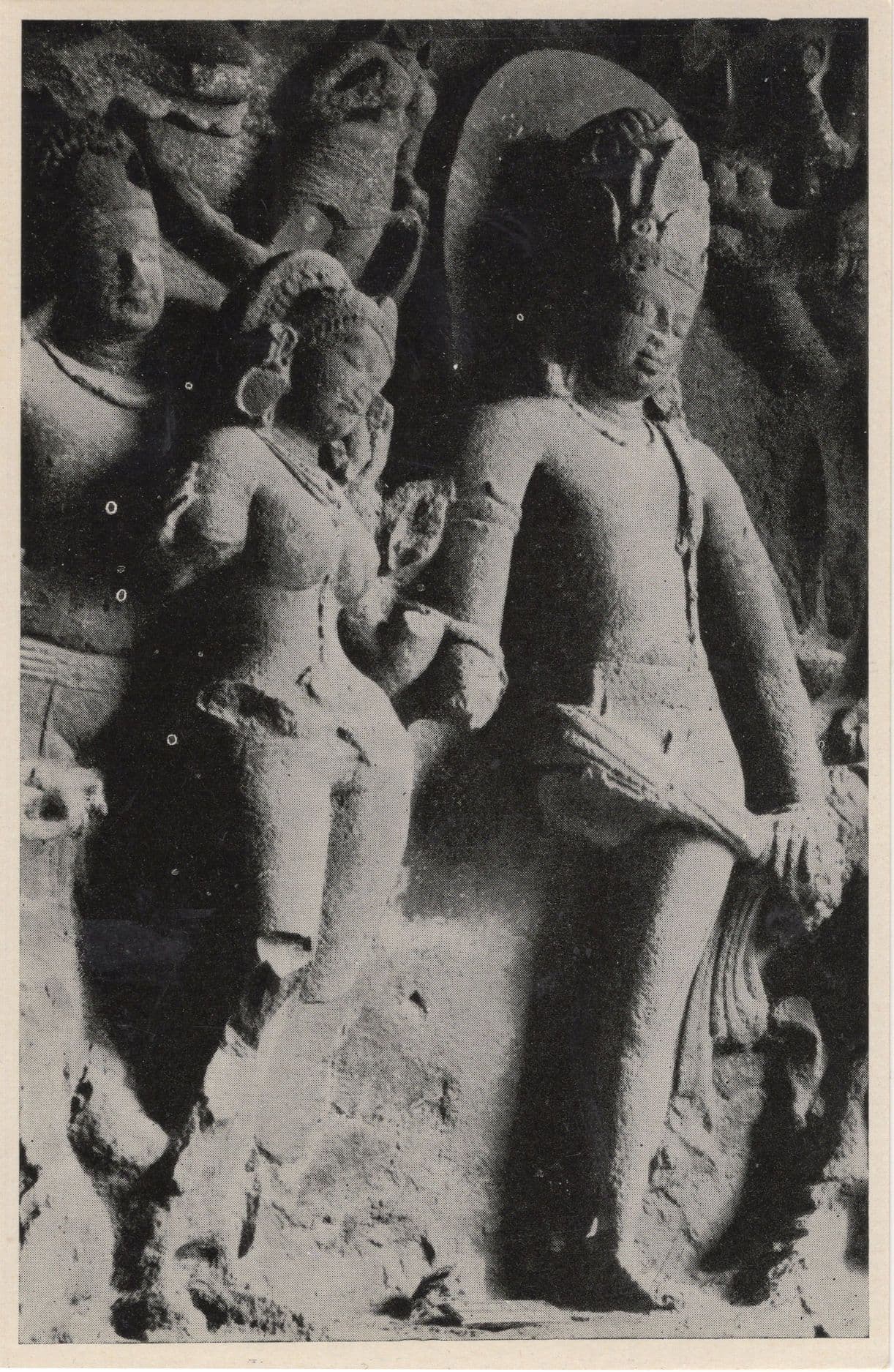 Marriage Of Shiva & Parvati Indian Caves Elephanta Old Postcard