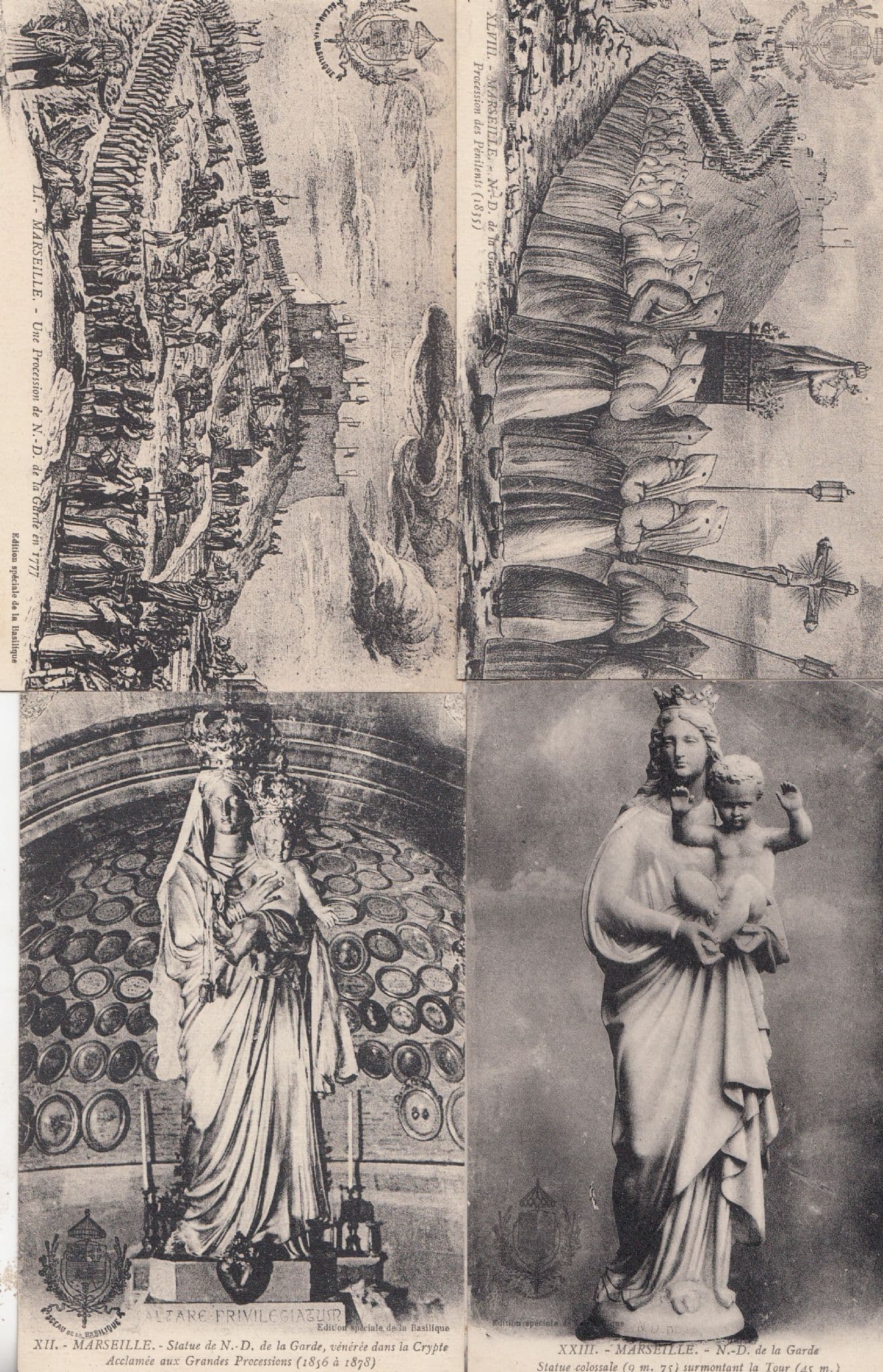 Marseille Procession Notre Dame De La Garde 4x Old French Religious Postcard s