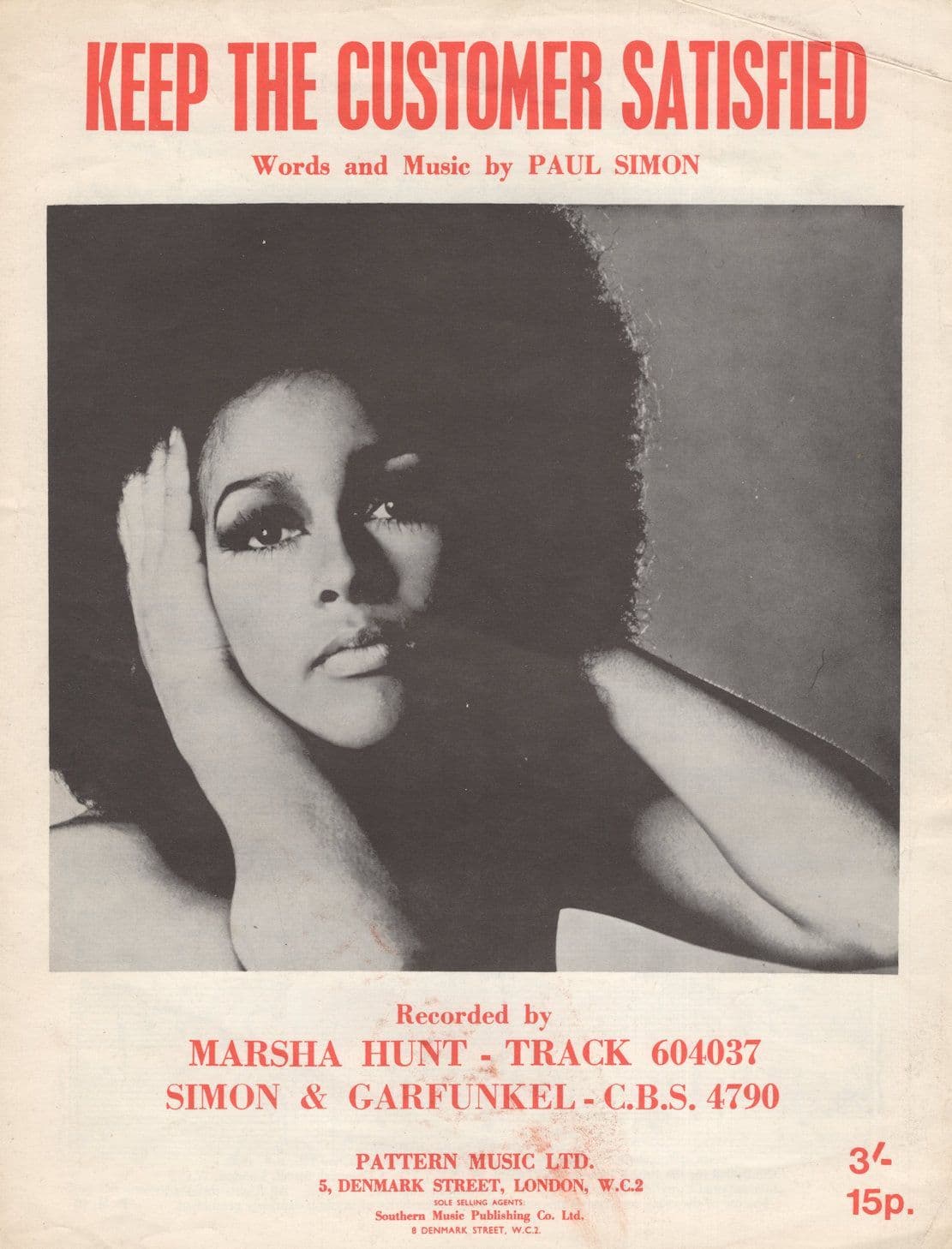 Marsha Hunt Keep The Customer Satisfied 1970s Soul Sheet Music
