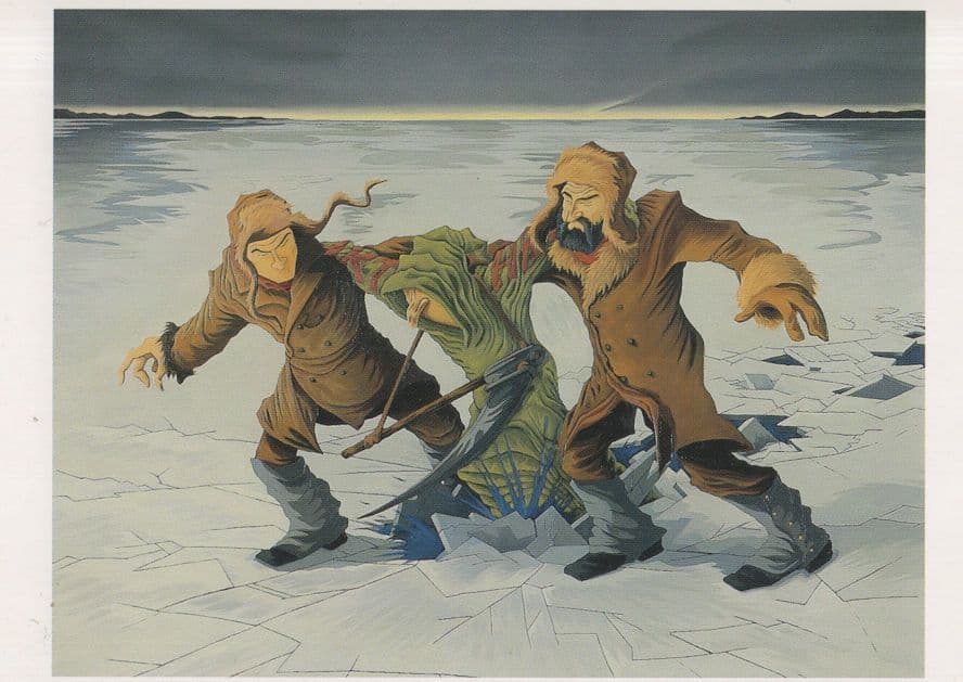 Martin Bigum Over The Ice Rescue Denmark Painting Postcard