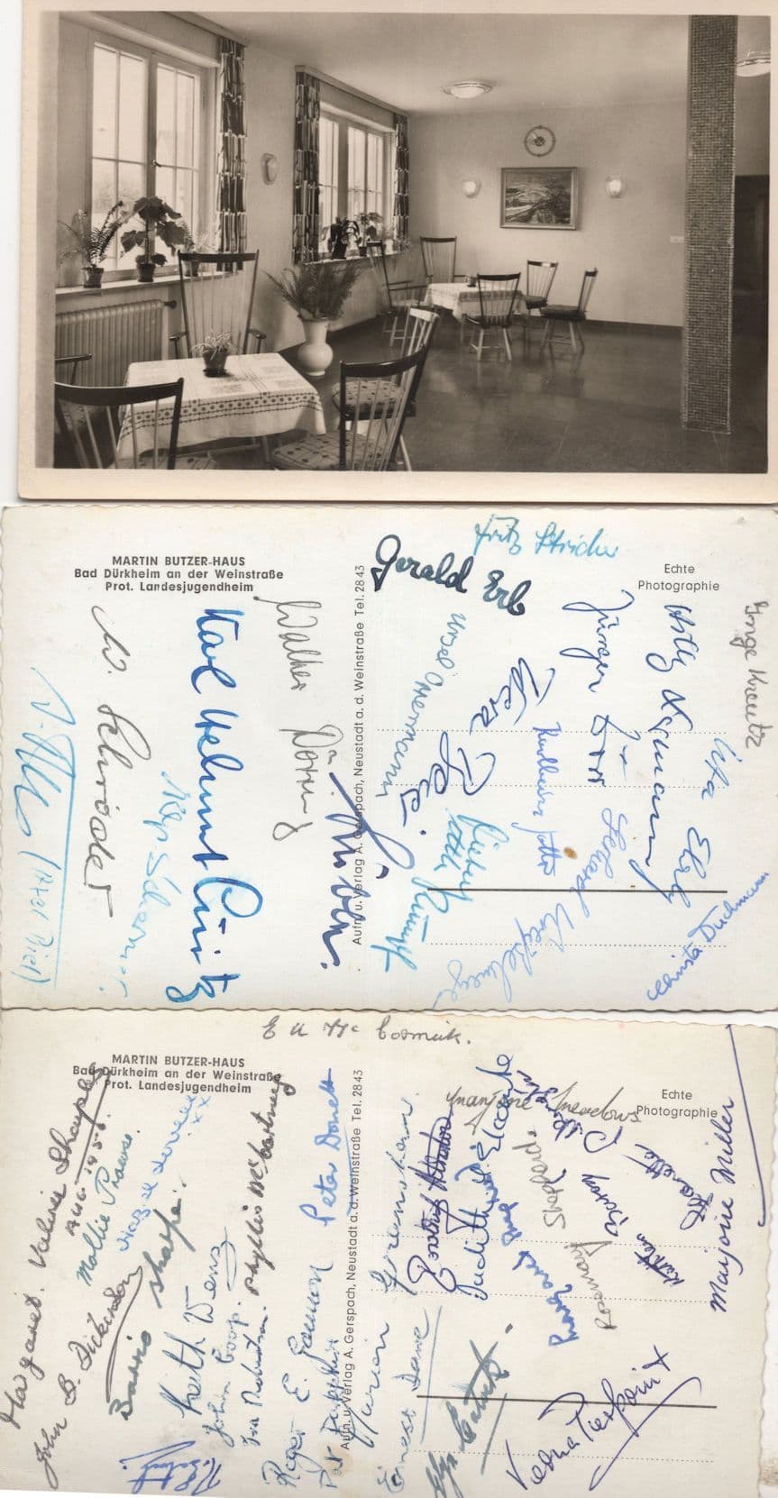 Martin Butzer Haus Hotel Bad Durkheim 3x German Postcard s 50 x Autographs