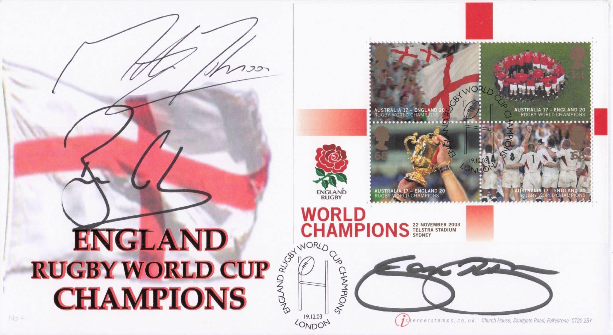 Martin Johnson & Ben Cohen England Rugby World Cup Hand Signed FDC