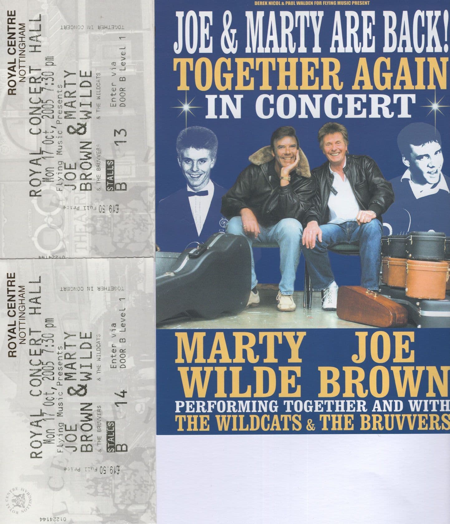 Marty Wilde Joe Brown Row B Nottingham 2005 2x Live Concert Ticket s & Flyer