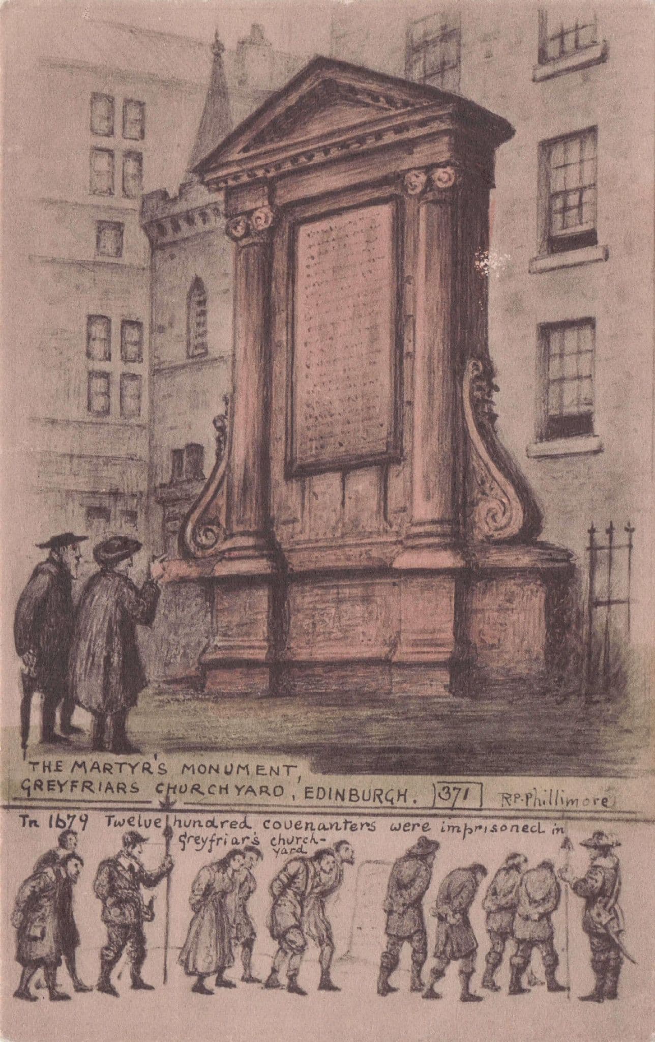 Martyr's Monument Greyfriars Edinburgh POW Scottish Phillimore Postcard