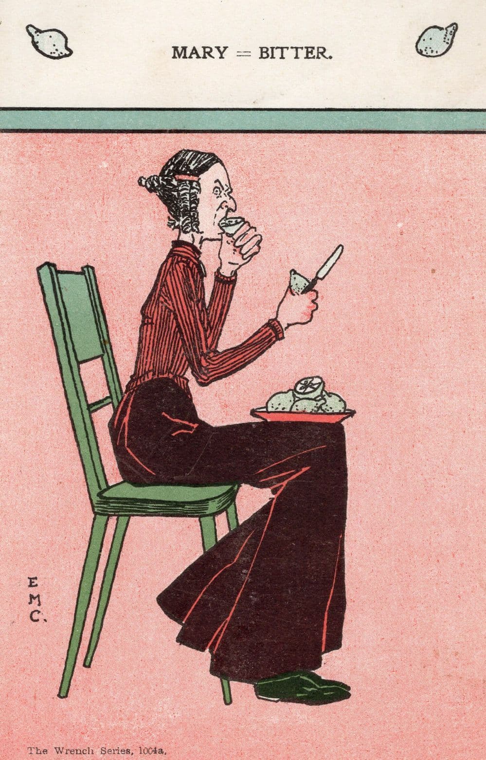 Mary Bitter Compulsive Lemon Eating Behaviour Old Comic Postcard