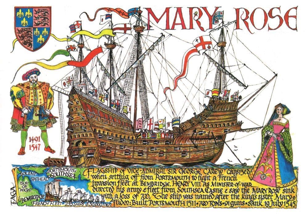 Mary Rose Ship Portsmouth Henry VIII Seaman Captain Postcard