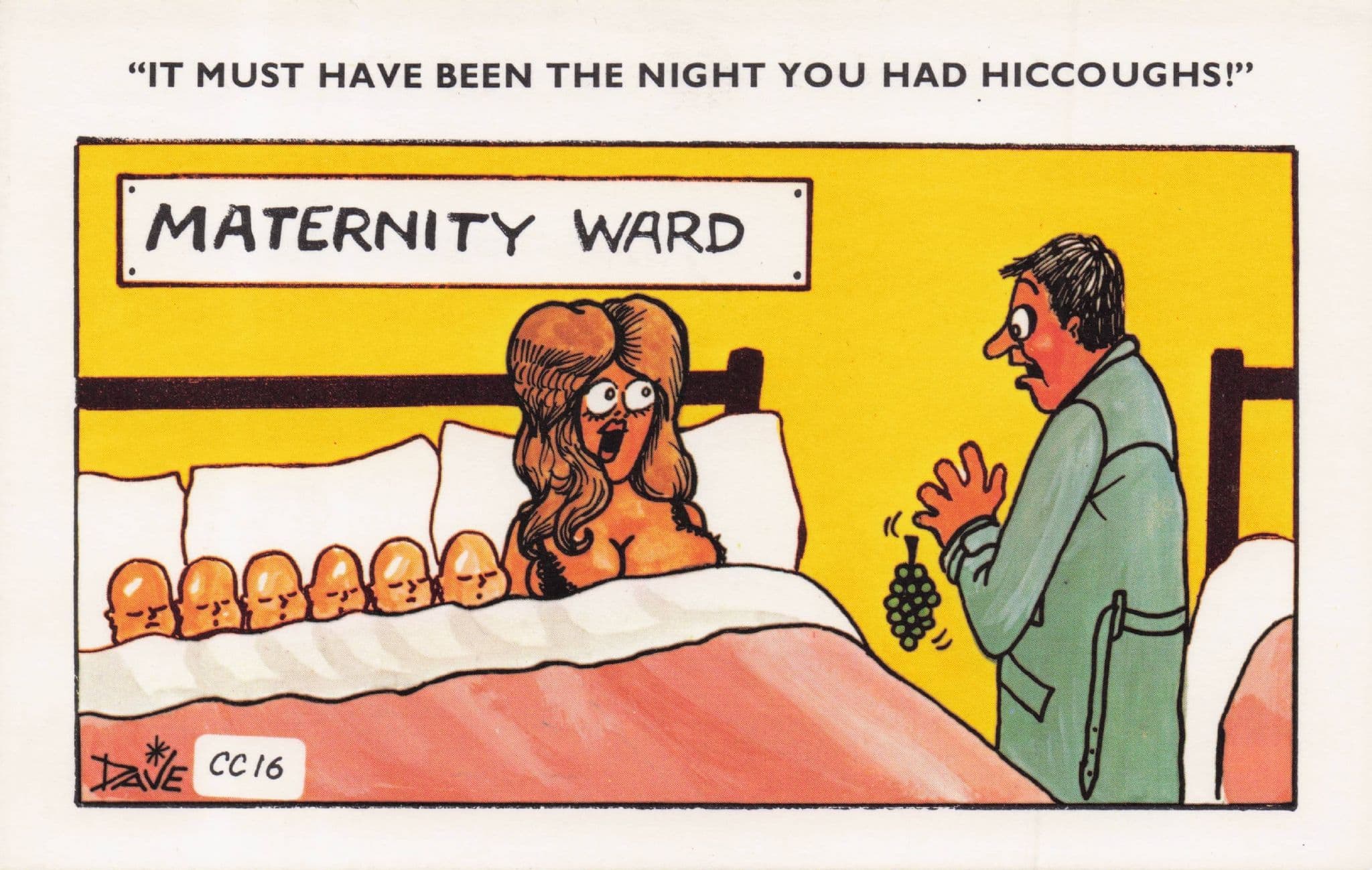 Materinity Ward Lady Shock Pregnancy Birth Many Babies Comic Postcard