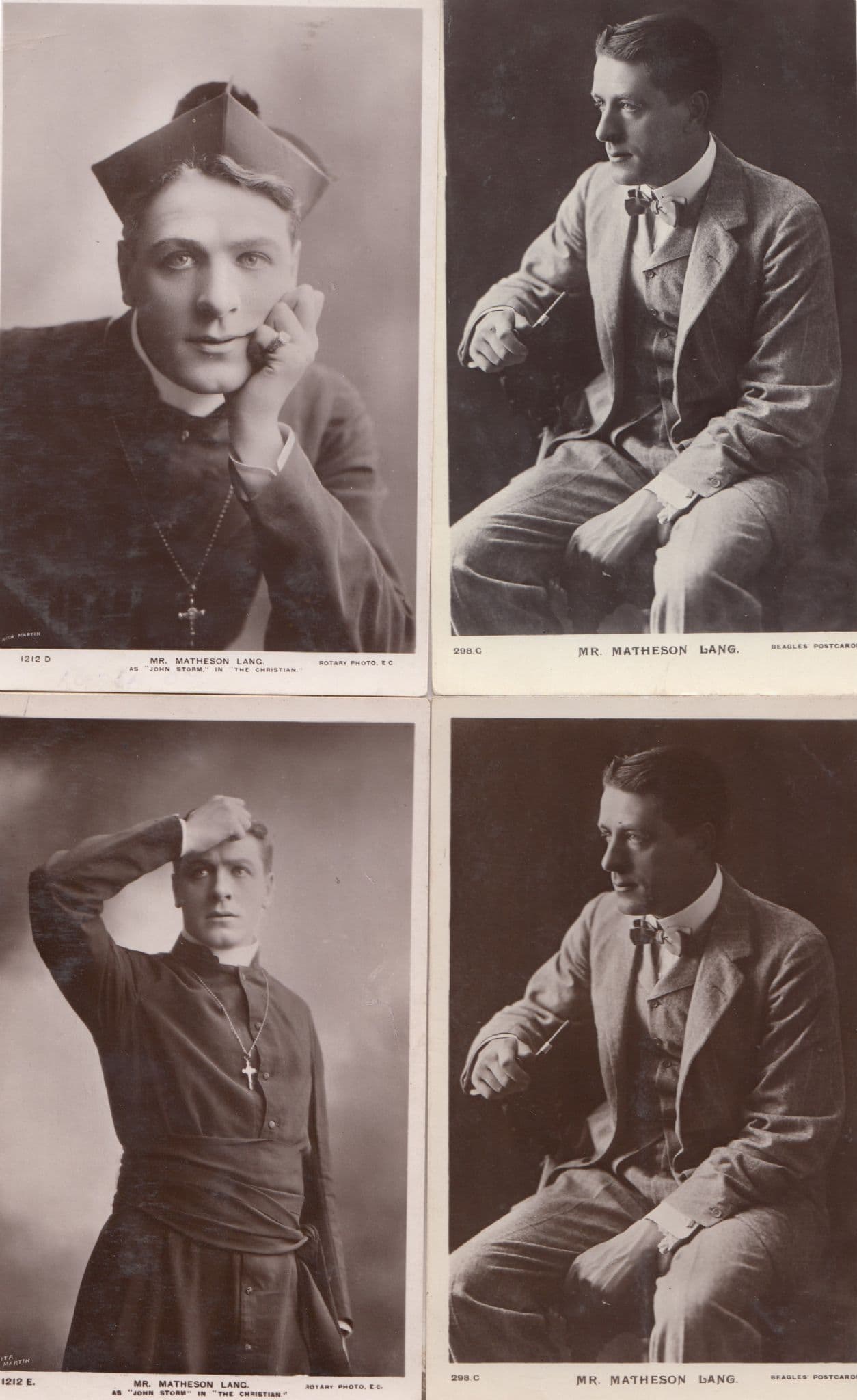 Matheson Lang 4x Rotary Real Photo Actor Postcard s