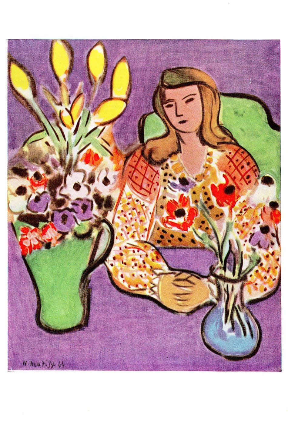 Matisse Young Girl With Anemones Painting Postcard