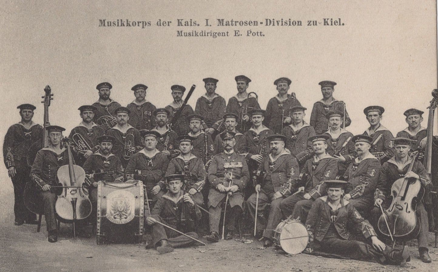 Matrosen Division Zu Kiel Musikkorps German Military Band Postcard