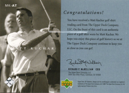 Matt Kuchar Upper Deck Worn Shirt Golf Tour Rare Limited Threads Card