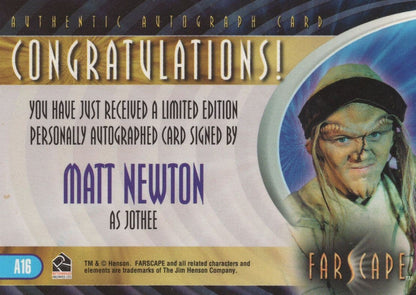 Matt Newton Farscape Hand Signed Autograph Card Photo