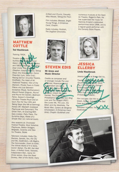 Matthew Cottle Steven Edis Teresa Banham Bob Compton 6x Signed Theatre Page