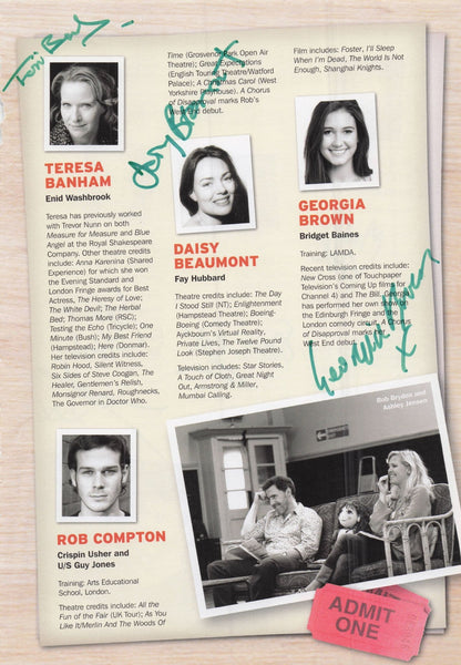 Matthew Cottle Steven Edis Teresa Banham Bob Compton 6x Signed Theatre Page