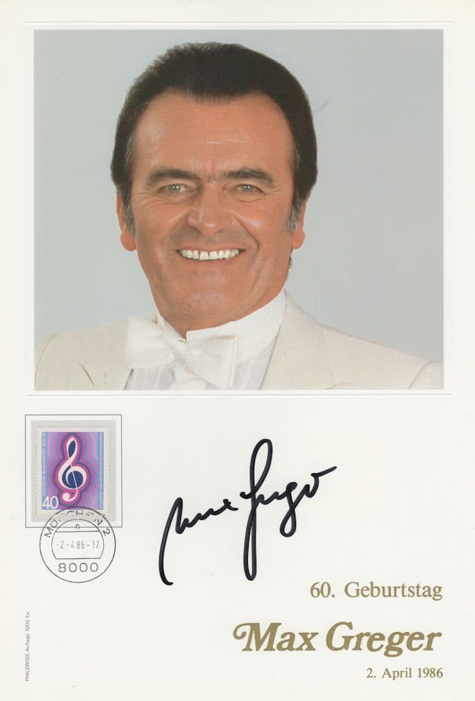 Max Greger German Saxophonist Official Hand Signed FDC Photo