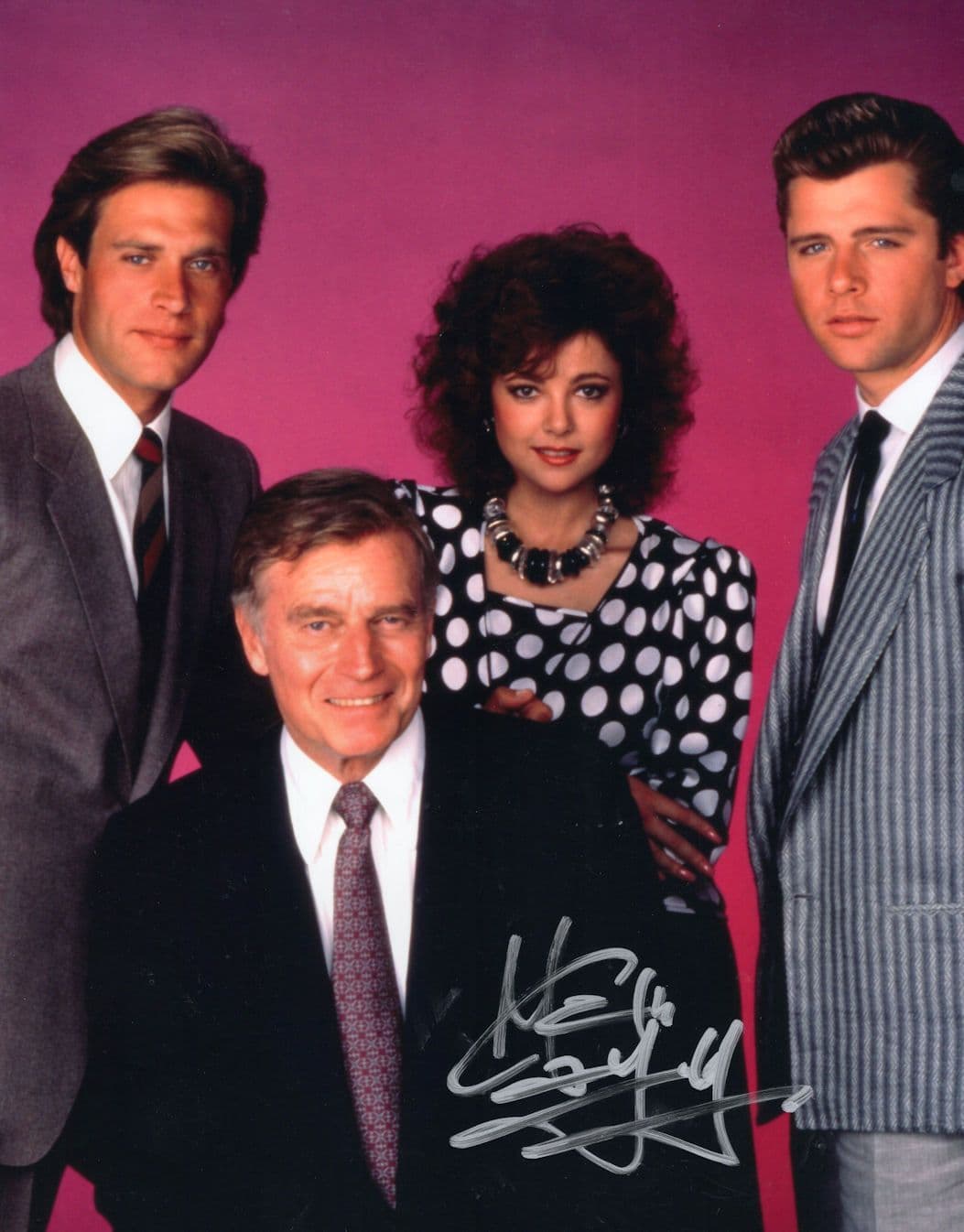 Maxwell Caulfield with Charlton Heston The Colbys 10x8 Hand Signed Photo