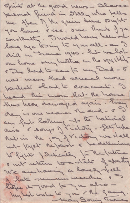 May Goring Thomas WW2 Actress Yorkshire Evacuation Hand Signed Letter