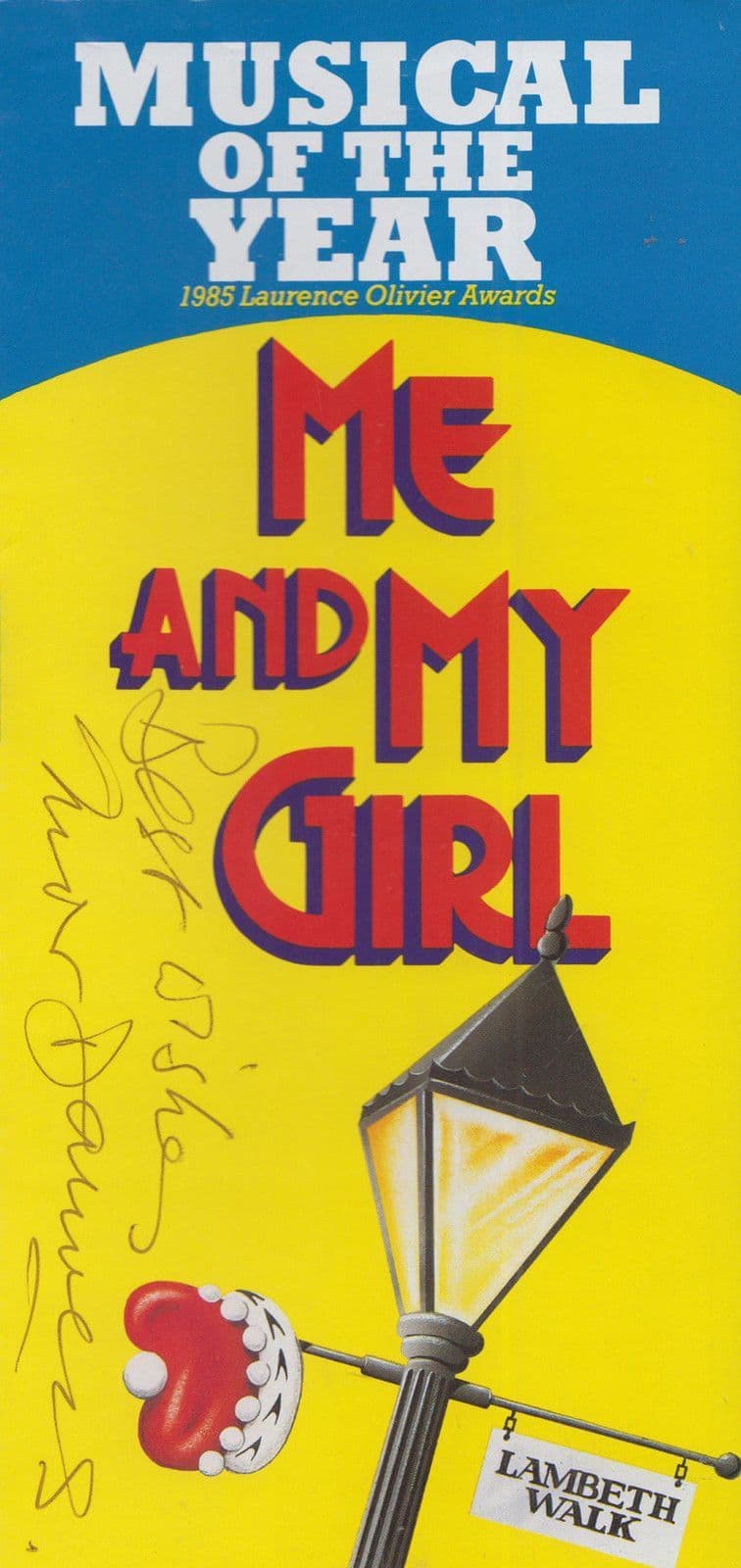 Me & My Girl London Adelphi Musical Hand Signed Theatre Flyer