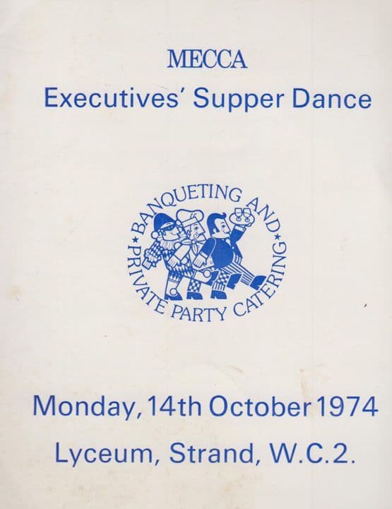 Mecca Bingo 1970s Senior Starr Supper Dance Lyceum Strand Menu Ephemera